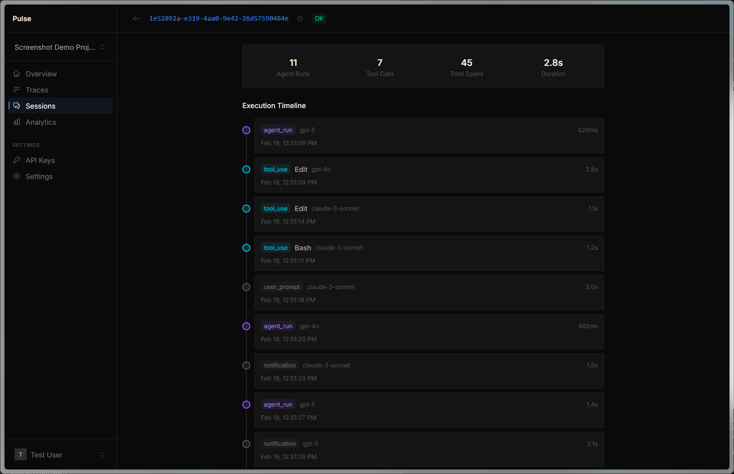 Agent Run Playback dashboard screenshot